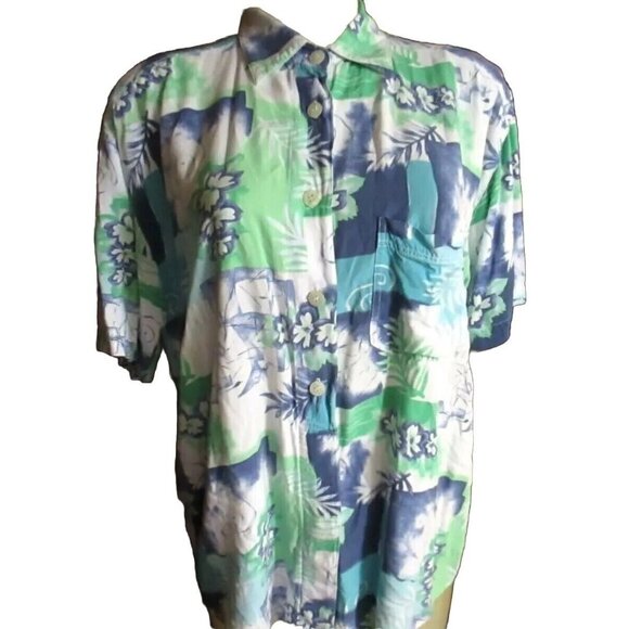 Small Vintage Krazy Kat Hawaiian Short Sleeve Button-Down Shirt Rayon Floral 90s - Picture 2 of 5